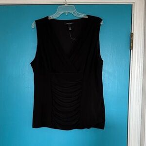 White House Black Market Black Ruched Tank Top